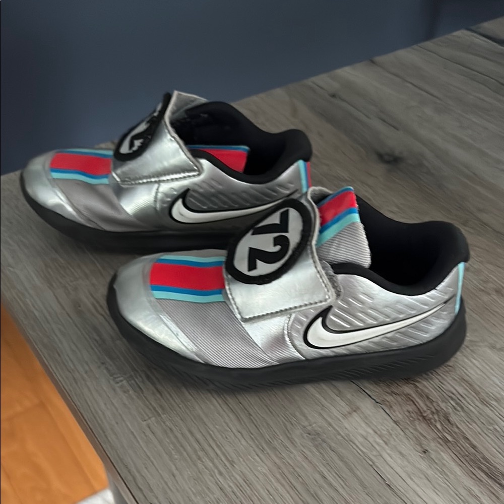 Nike Kids Silver and Blue Athletic Shoes
